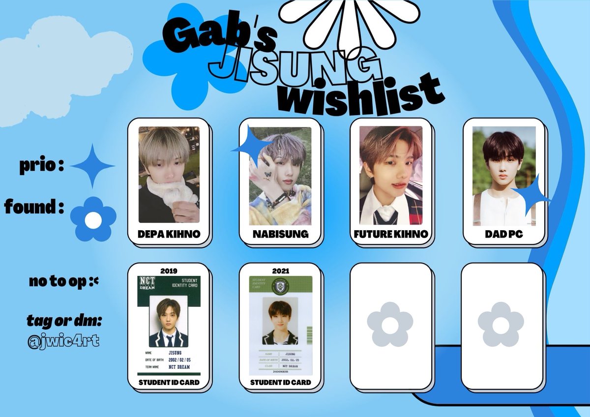 jwic4rt's tweet photo. (づ ᴗ _ᴗ)づ♡ #jwic4rtwishes

jisung pc wishlist [ 25/10/21 ]

flexi budget but no to op :< 

## wtb lfs nct ph nct dream jisung the first we go up we boom reload kihno resonance past future departure hello future dream a dream dad student id card back to school https://t.co/n0oGXYLUGh