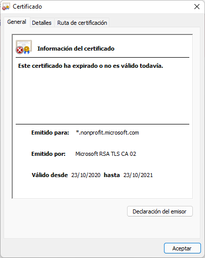 Vencio el Certificado @MSFTArgentina @MSFTNoticias <a href="/MicrosoftAyuda/">Soporte de Microsoft</a> <a href="/Microsoft/">Microsoft</a>