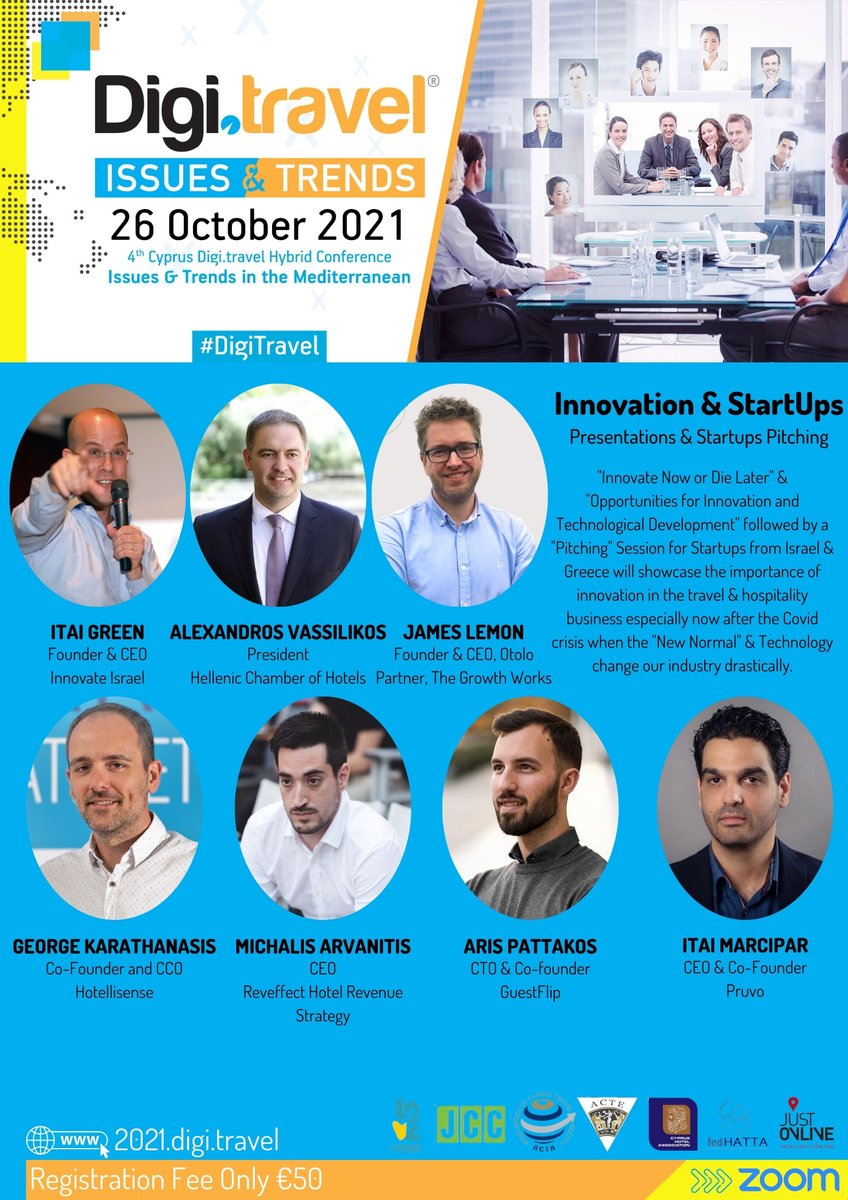 TravelDailyNews's tweet photo. "Innovate Now or Die Later" & "Opportunities for Innovation and Technological Development" followed by a "Pitching" Session for Startups from Israel & Greece will showcase the importance of innovation in the travel & hospitality business https://t.co/1iI2I5lbED
#DigiTravel https://t.co/GeittUcVeu