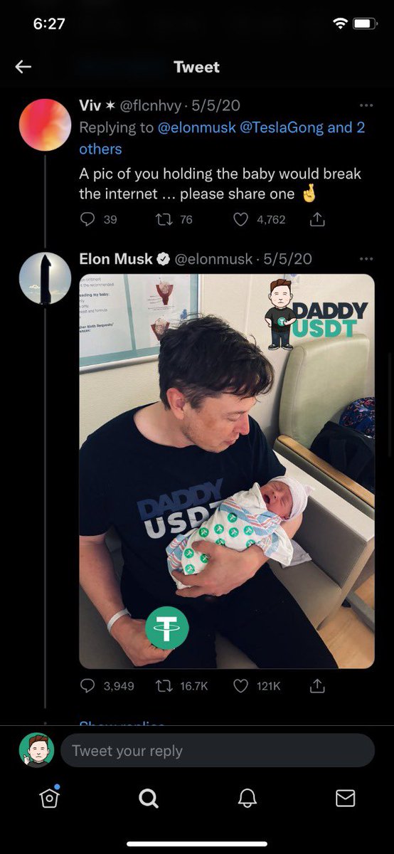 Smartoshis's tweet photo. @elonmusk @flcnhvy @TeslaGong @PPathole @priscillabanana Looks better this way 👀 #DaddyUSDT @BabyUSDToken https://t.co/HE2SUvF0os