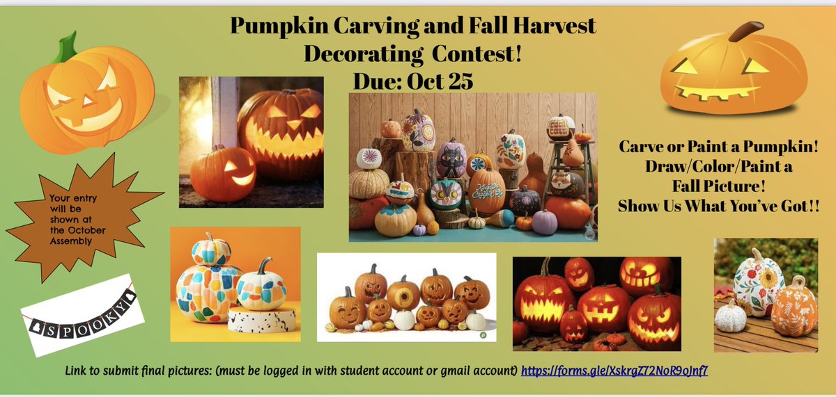 PrincipalPonzio's tweet photo. @pvusdvirtual Students! Submit your pumpkin carving or fall decorating picture 🍁 🎃 🍁 @BobbieGrennier @abelfernandezj @KarenMa03961401 @Amfoxenberg https://t.co/wwpOUA1GY8