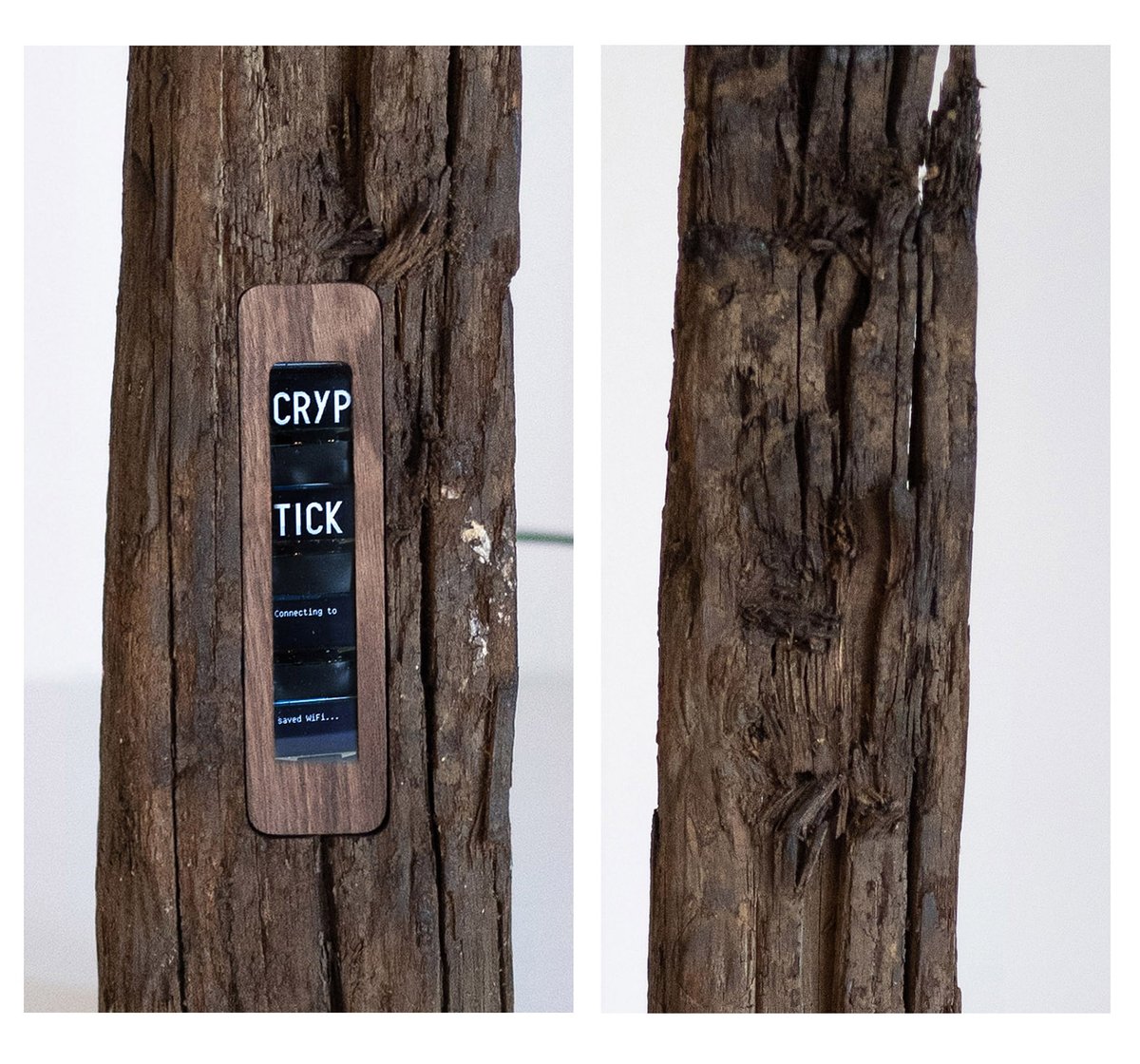 Crypto Shard 01 - Embedded <a href="/cryptick_io/">cryptick.io</a> for digital signature authentication, linked to NFT on the Ethereum Blockchain.

Length: 27 inches
Connectivity: WiFi, USB-C

#physicalnft #nftartist #ethereum #crypto #sculpture