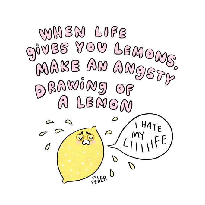 Day 24 of #cheektober21 - "sour lemon," or My Creative Process™️ 🍋😩✨ 

#drawtober #inktober #inktober2021 