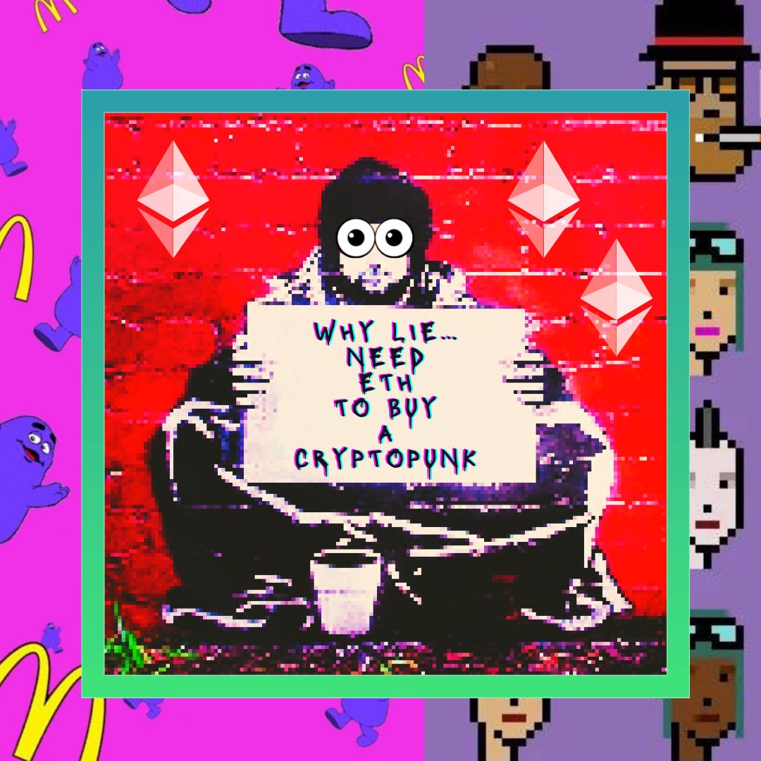lozpanhandler's tweet image. Will buying this NFT make you rich? No … will selling it make me rich? No… but will it all make us smile? HELL YES!!! If we sell enough to buy an important NFT, we will give way to someone who supported and had a laugh with us! 
#cryptopunk #nft #NFTCommunity