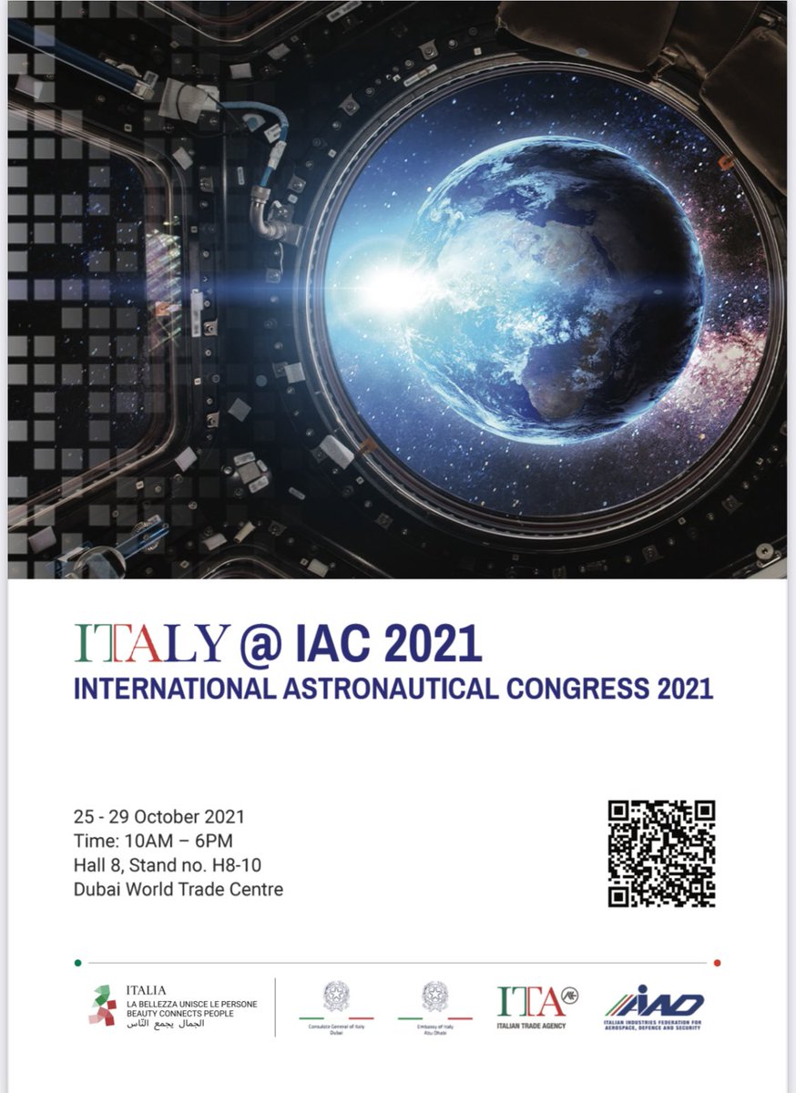 <a href="/DXBMediaOffice/">Dubai Media Office</a> <a href="/IAC2021dubai/">IAC2021</a> <a href="/MBRSpaceCentre/">MBR Space Centre</a> <a href="/iafastro/">IAF</a> Opening #today 

#Italy 🇮🇹 is ready with its top players and an official  #Pavilion of #SMEs realized by <a href="/ITAtradeagency/">Italian Trade Agency</a> @Diplomazia_Ec_I <a href="/ItalyinUAE/">Italy in UAE</a> <a href="/ItalyinDubai/">Italy in Dubai</a> #AIAD
<a href="/DWTCOfficial/">Dubai World Trade Centre</a> 

Scan the QR code and get the catalogue 👍

<a href="/AstroSamantha/">Samantha Cristoforetti</a> <a href="/astro_luca/">Luca Parmitano</a> <a href="/ASI_spazio/">Agenzia Spaziale ITA</a> <a href="/ESA_Italia/">ESA_Italia</a>