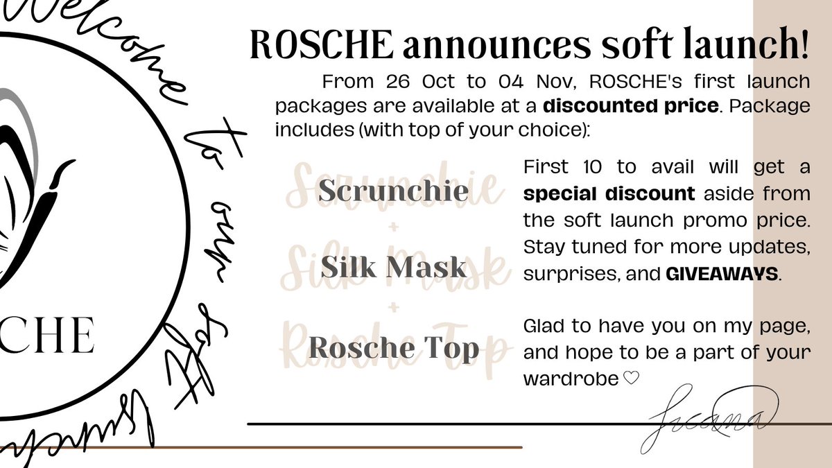 roschecouture's tweet image. Hello! This is Rosche, and I am announcing the soft launch of my brand tomorrow ♡ Posting of packages start tomorrow, 5pm. Stay tuned! Likes and retweets are very much appreciated. Please support my small business! #supportsmallbusiness #smallbusiness #ROSCHE