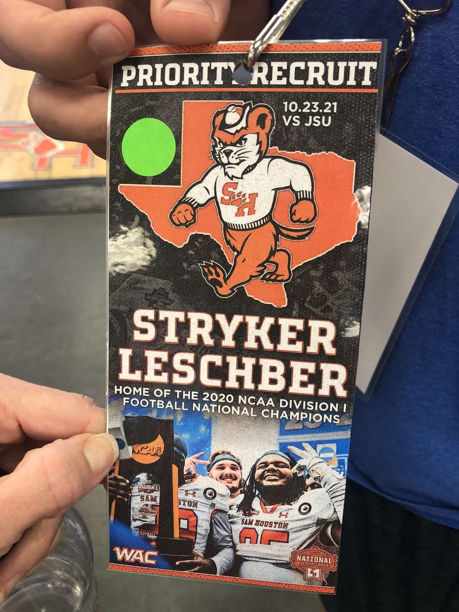 LeschberStryker's tweet photo. Thank you @DBCoachMcGraw and @CoachMerkens for the game day visit at Sam Houston!! https://t.co/sWRR5ooZFo