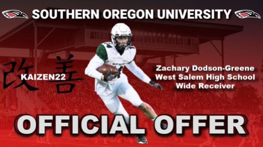 GreeneDodson's tweet photo. Blessed to receive a Scholarship offer from Southern Oregon university! @GageDevvon @coachabrown1 @BrandonHuffman @JordanJ_ @WS_TITAN_FB @PrepRedzoneOR @eforcefootball https://t.co/xCl1lMSQuy