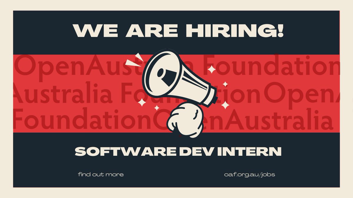 OpenAustralia's tweet photo. Software developer or starting out? We're hiring! Want to apply your skills to doing good useful work in the world? 

Attitude > Experience

Please RT - we need this to go out to people that wouldn't normally. Please help!

https://t.co/n2wWtIn2xw
(with a link this time) https://t.co/xRy80GGUu2