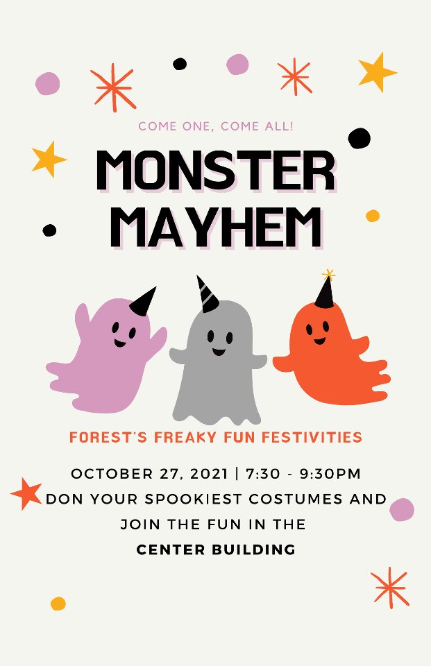 We will be hosting our building wide community event this Wednesday from 7:30-9:30! It’ll be no tricks, all treats!