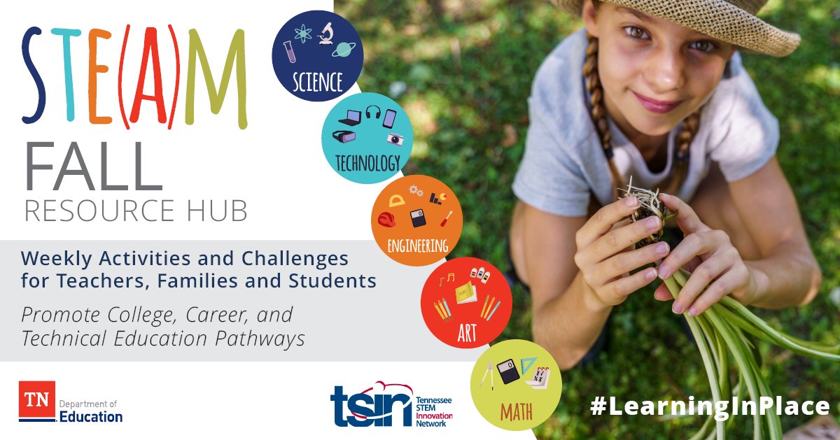 TNedu's tweet photo. This upcoming week, the Fall STE(A)M Resource Hub will be  investigating the diversity of soil and how it effects the area we live in. You'll also look at how different soil types erode and what can be done to keep the soil healthy. Learn more here --> https://t.co/VMS70EdXDT https://t.co/1JoJCMlElb