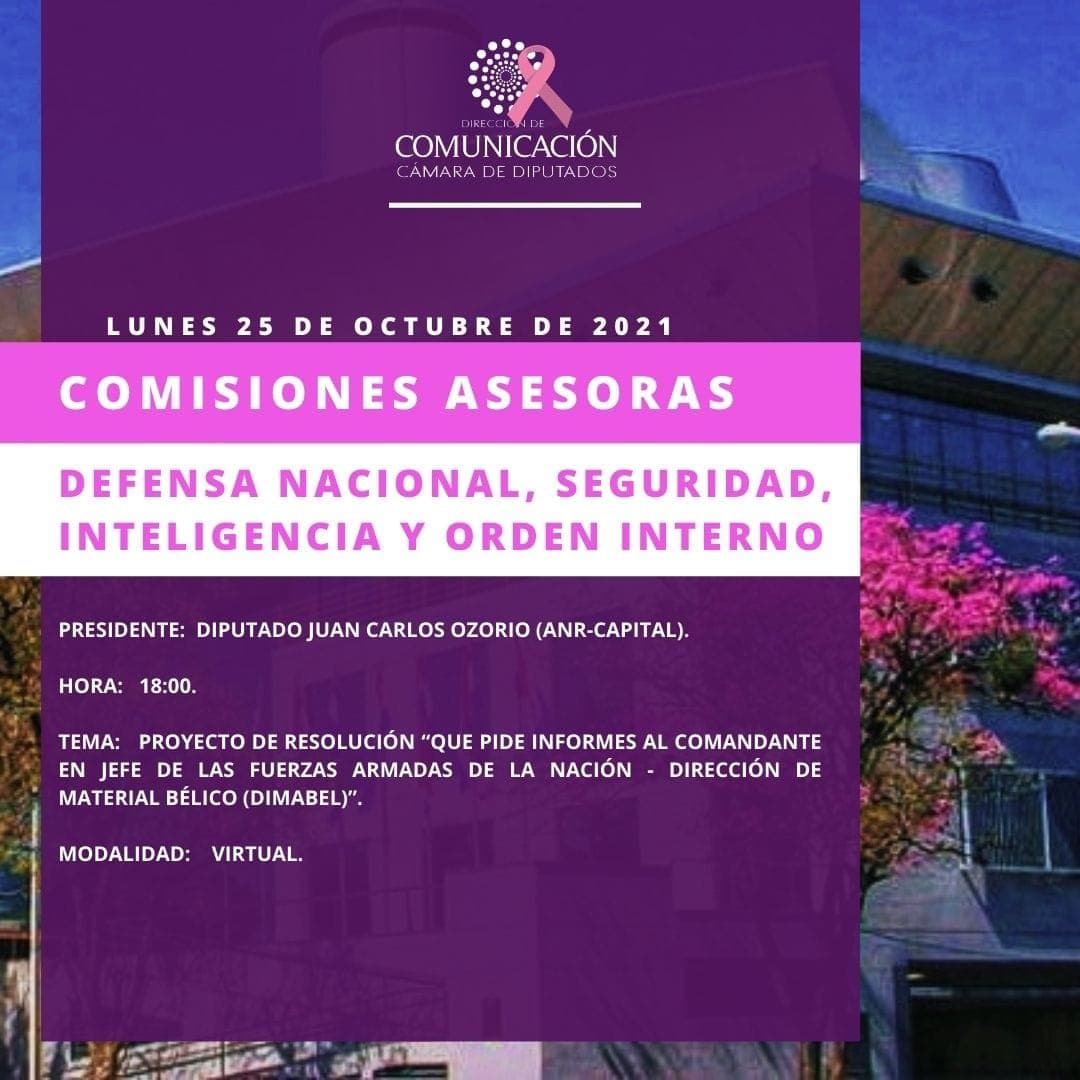 Cámara de Diputados (@diputadospy) on Twitter photo #AgendaLegislativa
#ComisionesAsesoras
Lunes 25 de Octubre
<a href="/TorresRoya/">Roya Torres</a> <a href="/rocio_abed/">rocio abed</a> <a href="/JorgeAvalosDip/">Diputado Jorge Ávalos Mariño 🇵🇾</a> <a href="/Juancozorio/">Dip Juan Carlos Ozorio Godoy 🇵🇾</a> #AgendaLegislativa
#ComisionesAsesoras
Lunes 25 de Octubre
<a href="/TorresRoya/">Roya Torres</a> <a href="/rocio_abed/">rocio abed</a> <a href="/JorgeAvalosDip/">Diputado Jorge Ávalos Mariño 🇵🇾</a> <a href="/Juancozorio/">Dip Juan Carlos Ozorio Godoy 🇵🇾</a>