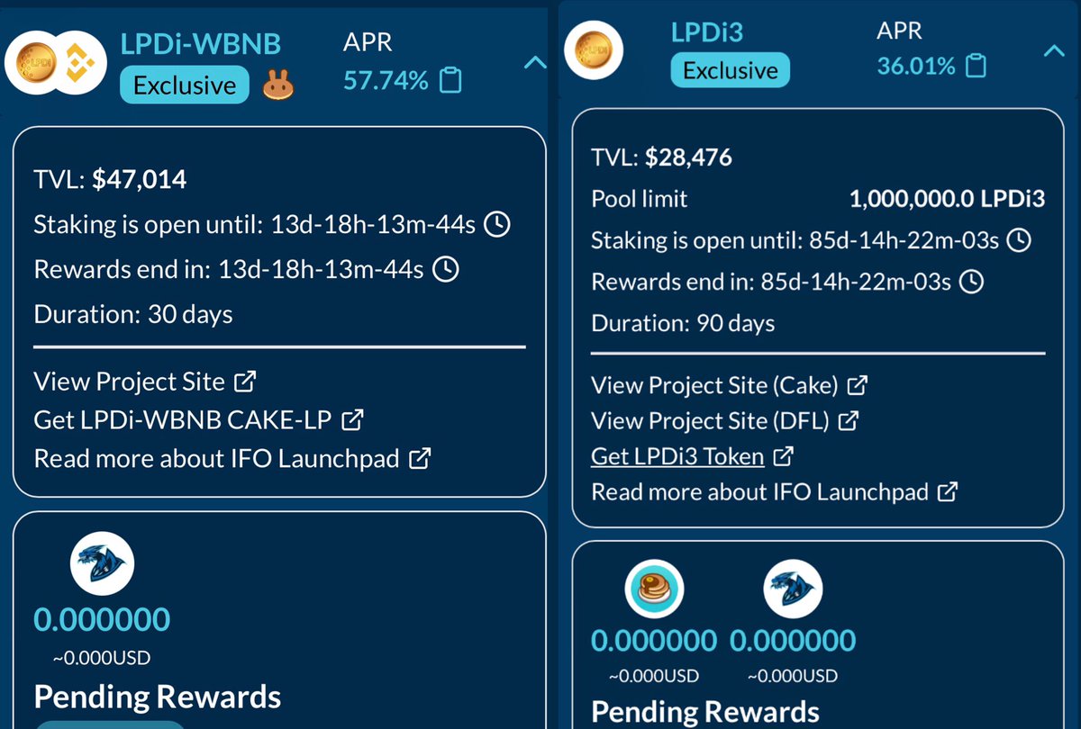 LPDiToken's tweet image. [BSC]Best Castles on Defily Today🏌️

⛳️ LPDi-WBNB -&amp;gt; WBNB  57,84%
⛳️ LPDi3 -&amp;gt; CAKE &amp;amp; DFL 36,1%

Earn the best APYs on Defily
🏌🏻‍♂️defily.io/#/castles
#LPDi #CitiGolf #BinanceSmartChain #Defily