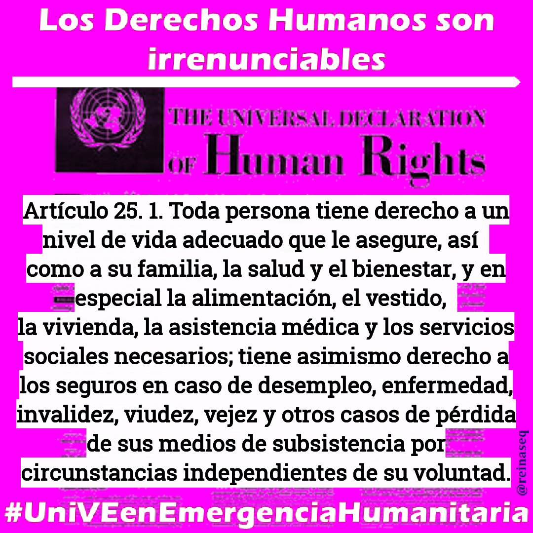 reinaseq's tweet photo. Los universitarios exigimos al Estado venezolano que atienda con URGENCIA los problemas reales q nos aquejan, la prolongación del hambre y la pobreza extrema #UniVE nos niegan una vida conforme a la DIGNIDAD HUMANA #JusticiaSocialUniVEYa #LaUniVeSeRespeta @mbachelet https://t.co/7xyZQn4Q6R