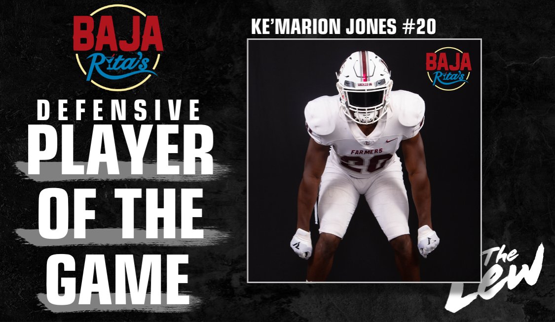 Ke'Marion Jones, the <a href="/bajaritas/">Baja Rita's</a> Defensive Player of The Game #FarmerPride