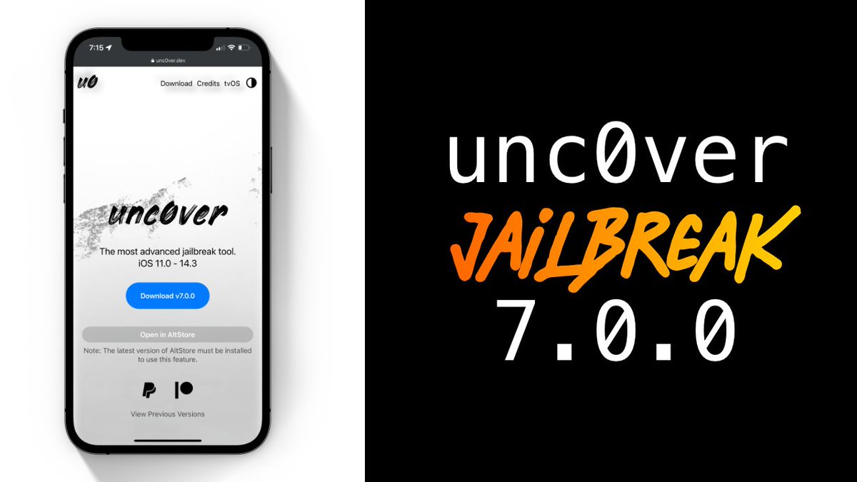 CosmicRa1n's tweet image. Untethered unc0ver Jailbreak iOS 14.4 - 14.5.1 Version 7.0.0 Explained 

#UntetherDay 

youtu.be/Yo91NLKqI4g