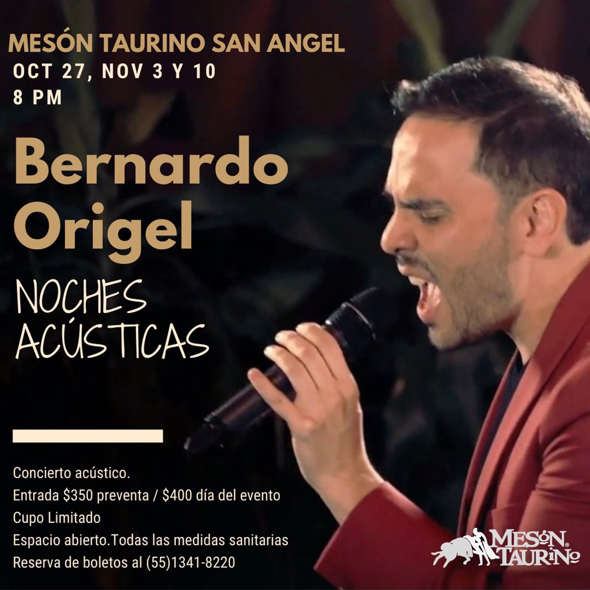 BernardoOrigel's tweet photo. “Noches Acústicas”🎤 es un show en el que comparto un poco de mi historia de vida a través de canciones que forman parte de mi memoria, y seguramente de muchos de ustedes.. ¡Los espero @MesonTaurinoSA a partir de este miércoles 27Oct!
.
#show #MesonTaurino #envivo #acustico https://t.co/1lfq6zuO3w