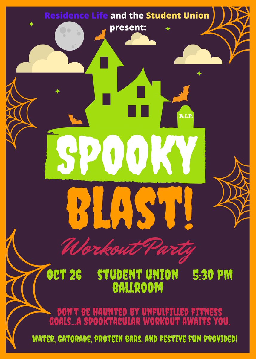 AlcornDOS's tweet photo. Hey Alcorn!  Join me and Residence Life for a Spooktacular Workout this week, Tuesday at 5:30 pm in the Student Union Ballroom!  See you there…if you dare…:-) https://t.co/Qug8SuyFvH