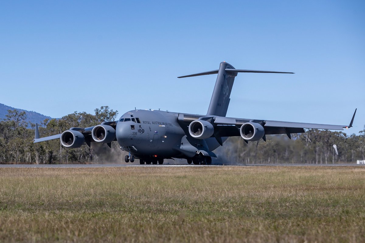 Touchdown! 🛬

Here's a 36SQN C-17A Globemaster landing to collect some @USMC vehicles, after the multi-domain strike demonstration at Shoalwater Bay Training Area in Queensland, during Exercise #TalismanSabre2021.

📸 CPL Jarrod McAneney

#AusAirForce #AirMobility #TS21