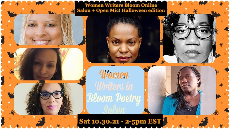 Join @womenwritebloom's Online SpOoKtAcUlAr Halloween Salon &amp; Open Mic Sat 10/30/21 hosted by <a href="/cmanick/">Cynthia Manick - Poetry & Philanthropy</a> &amp; @jphoward_poet! Featuring <a href="/MercyMTB/">Mercy Tullis-Bukhari</a> <a href="/bGOLDw/">Poet Gold</a> @vjg___&amp; Teri Ellen Cross Davis! Costumes encouraged! RSVP now!  🎃 - mailchi.mp/b955c2c2335f/b…
