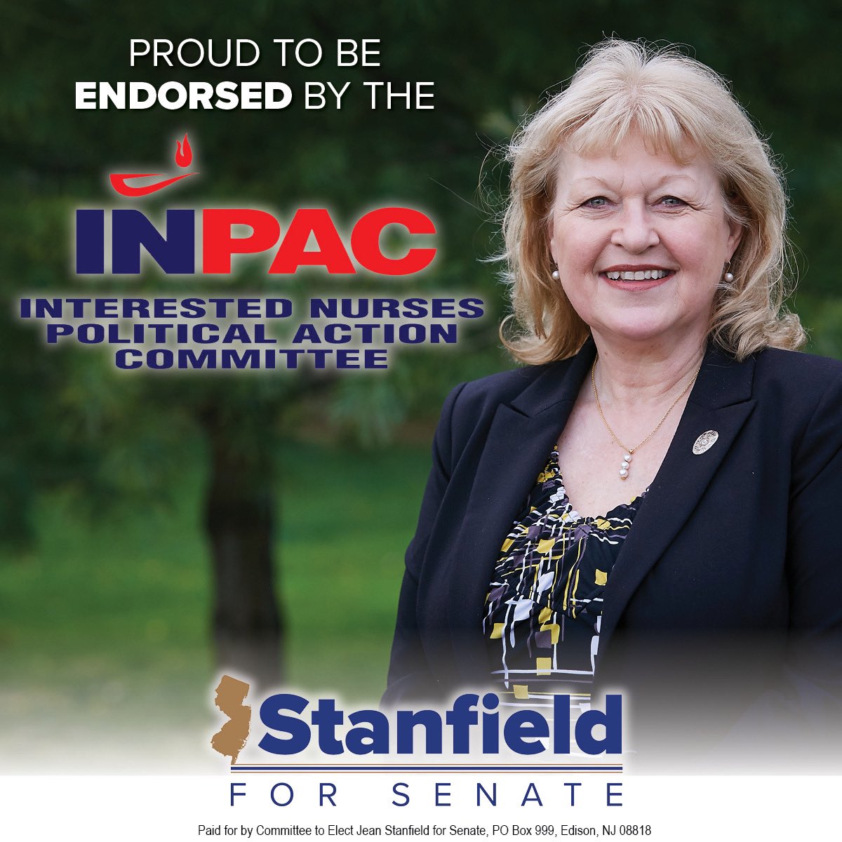 TeamStanfield's tweet photo. I am extra proud to have received an endorsement from the New Jersey State Nurses Association's Interested Nurses Political Action Committee (INPAC). https://t.co/Y9UzkB4xfj