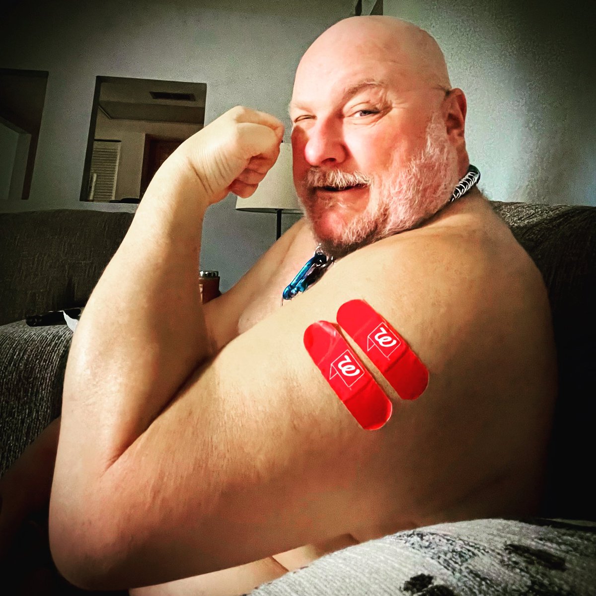 wooferSTL's tweet photo. flashback SAT 9 OCT. got my 3d booster @Walgreens in Florida because MO's dipshit governor, @govparsonmo, wouldnt let us who meet multiple items on @cdcgov's booster checklist to get one! Florida's like "no one else wnats it, Take it!!" got the #flushot too! #triplepfizer'd FTW! https://t.co/OU0HGM6yut