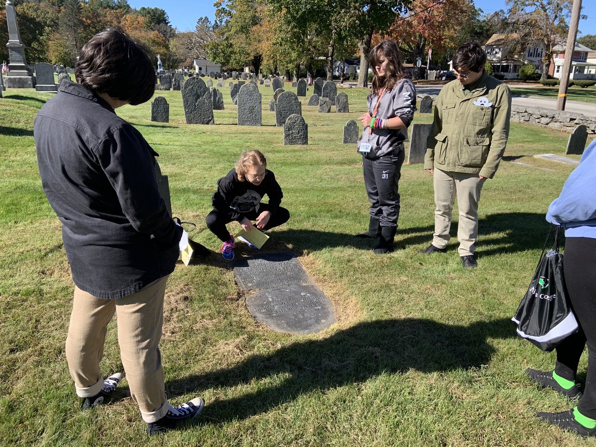 pelnichols's tweet photo. Today the Paranormal and History clubs took a tour of historic South Cemetery in downtown Oxford.  Prof. Emily Thomas and some students took leading roles in pointing out some of the more significant graves.  @NC_HistoryClub @Nichols_History https://t.co/9Q1MD5qgKz