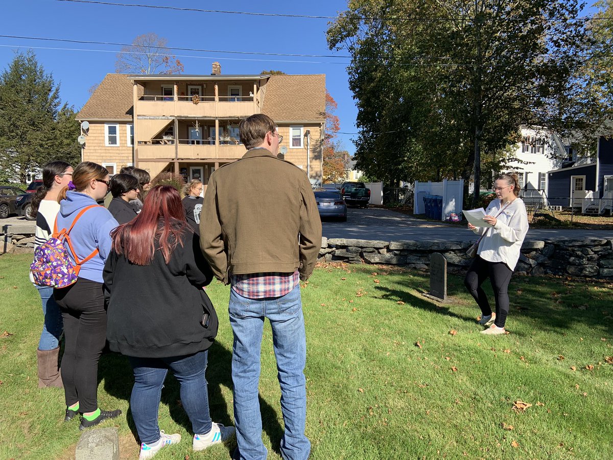 pelnichols's tweet photo. Today the Paranormal and History clubs took a tour of historic South Cemetery in downtown Oxford.  Prof. Emily Thomas and some students took leading roles in pointing out some of the more significant graves.  @NC_HistoryClub @Nichols_History https://t.co/9Q1MD5qgKz