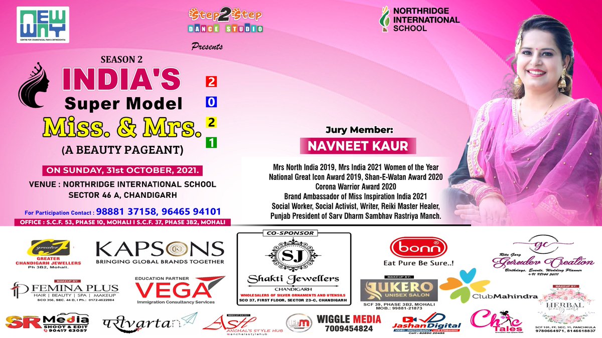step2stepstudio's tweet photo. Jury Member - Navneet Kaur
India's Super Model Miss. & Mrs. 2021-22 (Season 2)
#jury #jurymember #miss #mrs #fashion #model #modeling #supermodel #brandambassador #mrsmodel #event #judges #eventplanner #mrsindia #mrsnorthindia #chandigarh #beautypageant #socialworker #healer https://t.co/7QHoGWwt5Y