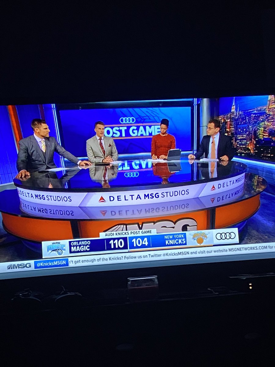 Vstaruch's tweet photo. Knicks lost but my favs are on tv!! @alanhahn and the birthday girl @McNuttMonica !! https://t.co/QoglCR9FZ6