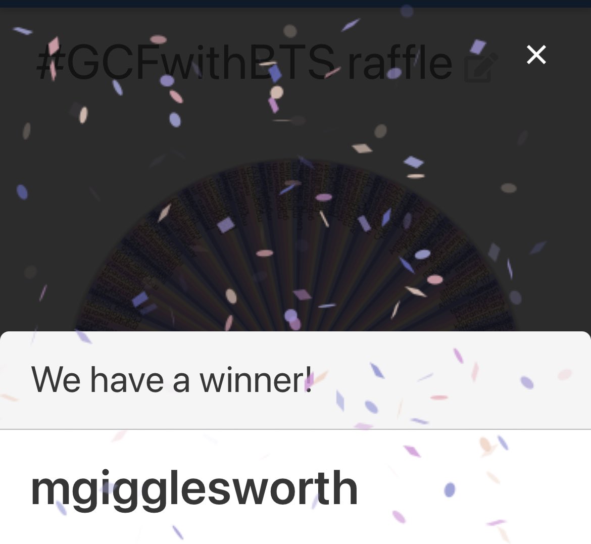 trinhers's tweet photo. 🥳 CONGRATS to @MGigglesworth! 🥳

You were the first lucky winner from our #GCFwithBTS charity project, raffle giveaway! Your prize is a Jungkook signed page from O,RUL82?! fansign! Please DM with your info! 🥰💜 https://t.co/3YQMxAIqKK