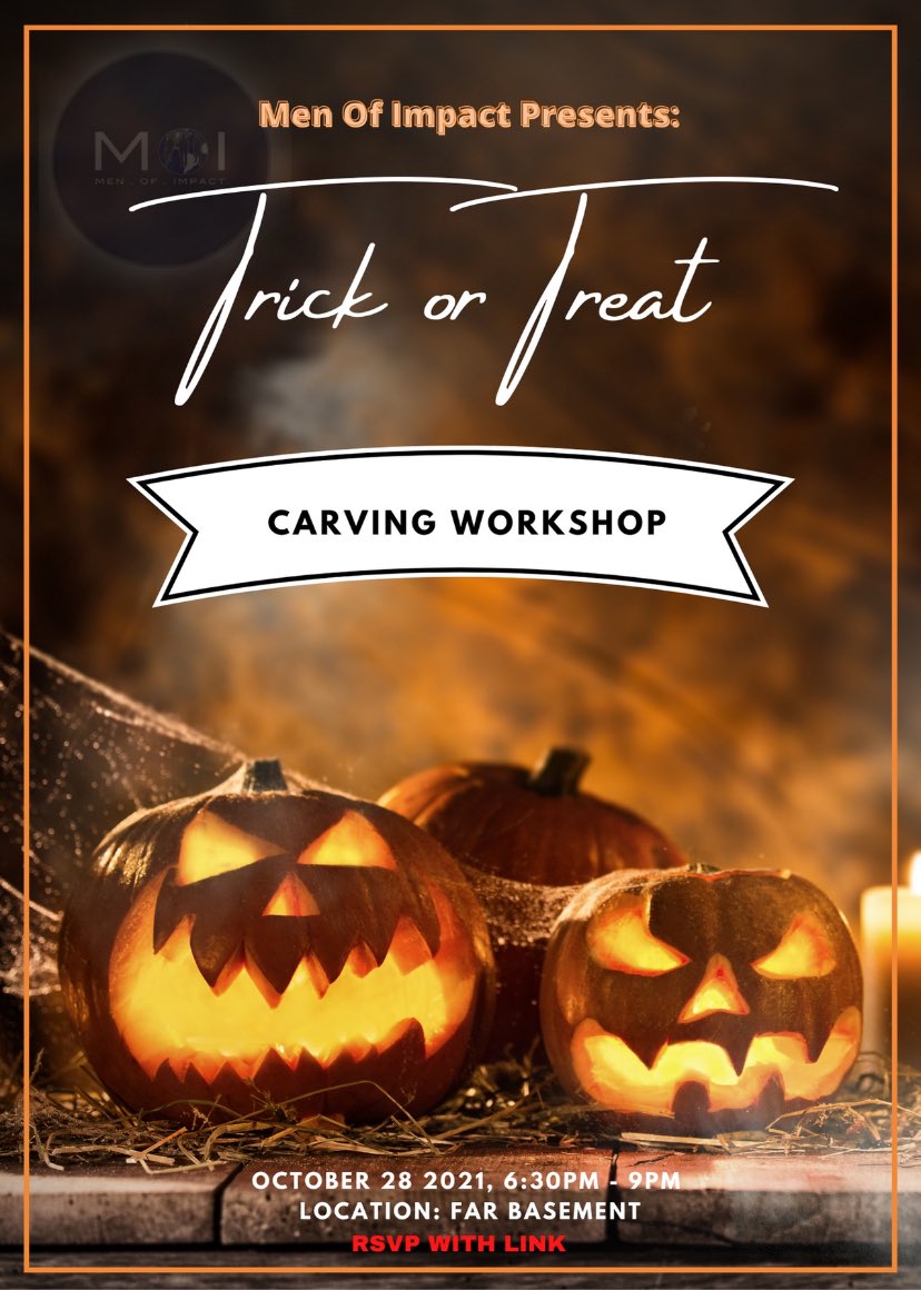 MenOfImpactUIUC's tweet photo. Wassup everyone! It’s officially spooky season, so come kick off the weekend by carving pumpkins with Men of Impact. Hope to see you all there! ⬇️Click the link below to RSVP⬇️ 
https://t.co/yiZiW9wNyf https://t.co/CoMj4tzD2b