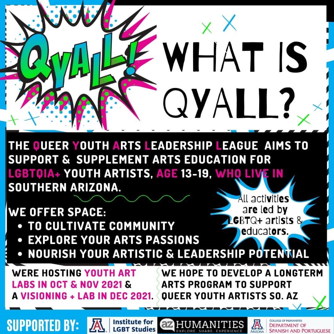 ✨ #queer #youth in Southern #AZ/ #Tucson: peep <a href="/qyall_az/">qyall</a> drag #art lab w/ Dante aka Big Papa &amp; Bradley aka Veronica Chase 

in person, mask req
10/30, 3p <a href="/uacatalyst/">UA CATalyst Studios</a> 
bring makeup, etc

Reg: bit.ly/QArtLab

Supported by 
@iLGBT_UofA <a href="/AZHumanities/">Arizona Humanities</a> <a href="/ua_sap/">UA Department of Spanish and Portuguese</a> 
#PleaseShare
