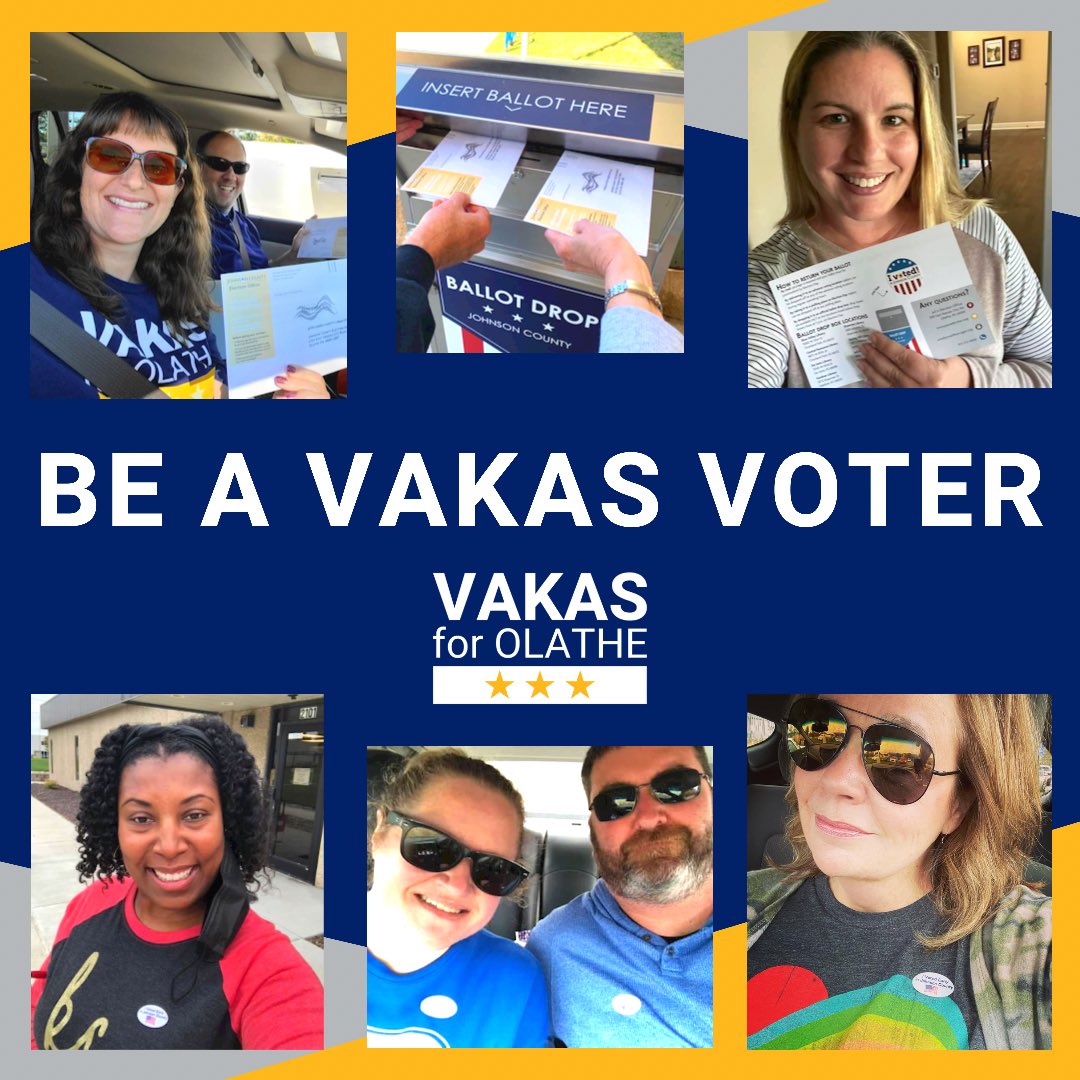 Vakas voters have taken to the polls! Have you voted yet? What is your plan to vote in the November 2nd Election? Check out jocoelection.org for all early voting information!

#OlatheProud #VakasforOlathe #VoteVakas