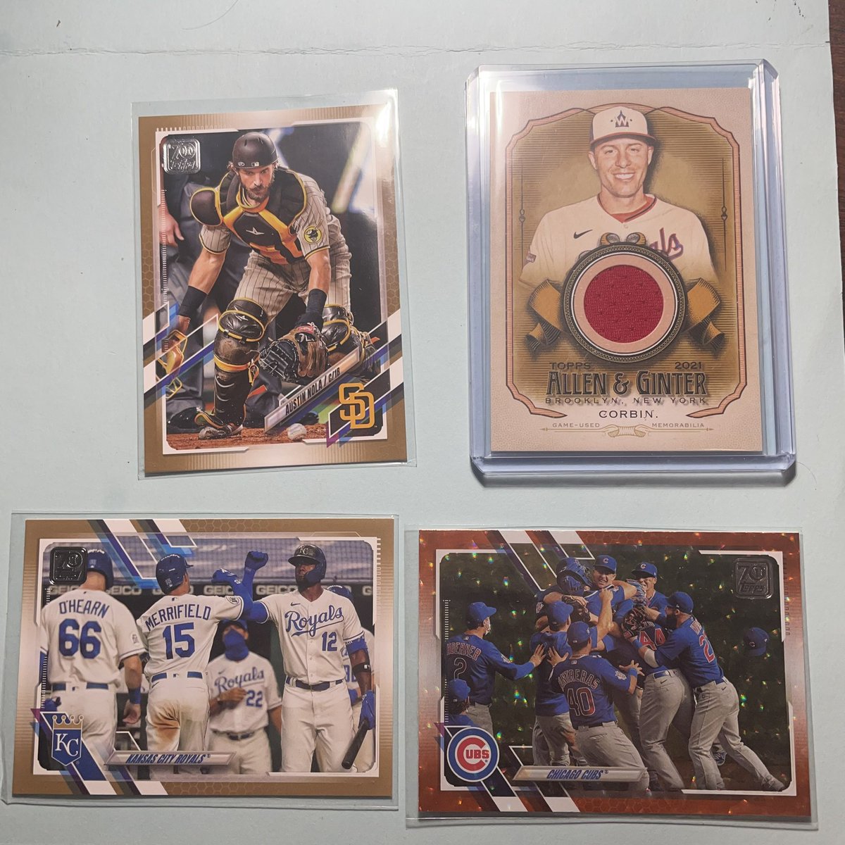 BigDawgTigers's tweet image. 🚨A little giveaway!🚨 I’ve already felt so blessed in this community so once I hit 100 followers, I’ll be giving these away! Simply make sure you’re following me, RT and like this tweet. #Topps #ToppsRelic  #ToppsSeries2 #PatrickCorbin #chicagoCubs #AustinNola #KansasCityRoyals