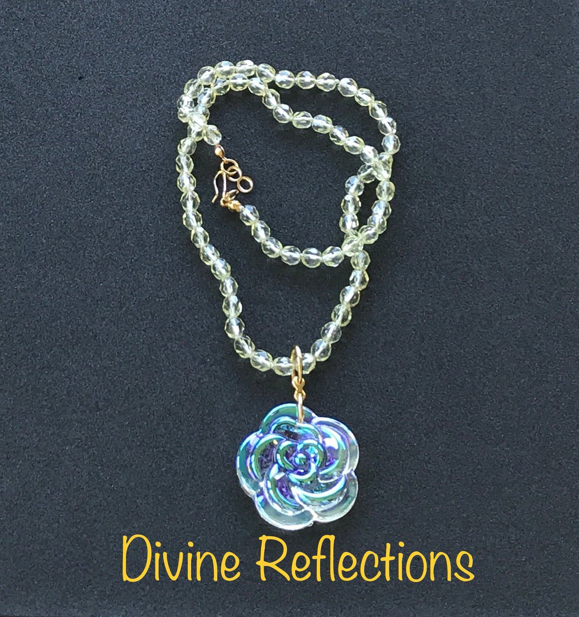 just1beader's tweet photo. Yellow Necklace with Iridescent Crystal Pendant,Knotted Necklace #GiftforHer #crystal #knotted  #yellow https://t.co/easOBr070n https://t.co/FmfdvTrU23