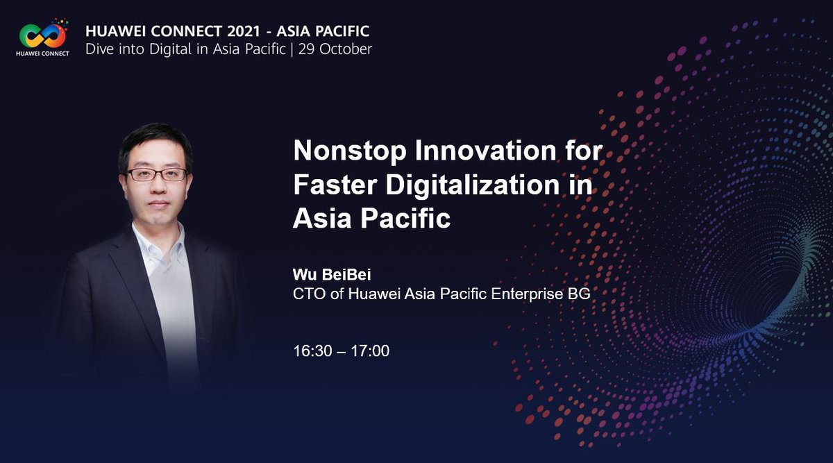 HuaweiEntAPAC's tweet photo. CTO of Huawei Asia Pacific Enterprise BG, Brandon Wu will be sharing on how Huawei accelerating Digital Transformation in APAC with Nonstop Innovation, come join us at HUAWEI CONNECT 2021- Asia Pacific on 29 October! #DiveIntoDigital
Sign up: https://t.co/R1DQLGse7b https://t.co/jOlKTPKZDD