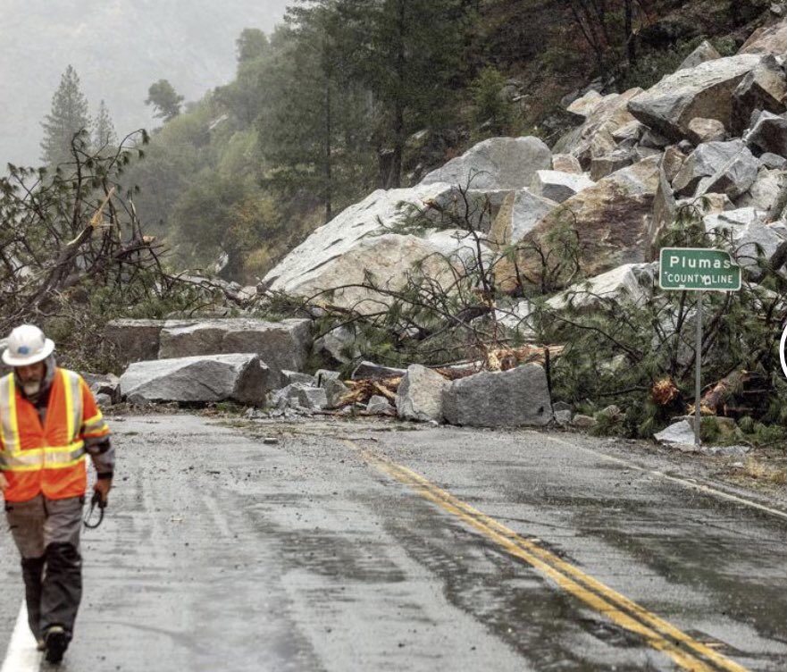 FRCPrez's tweet image. Look what megafires give us a year later. This slide *not* caused from #DixieFire burn scar - that will come later. The rock/mud is below last year’s #BearFire #NorthComplexFire scar. #climatechangeisreal