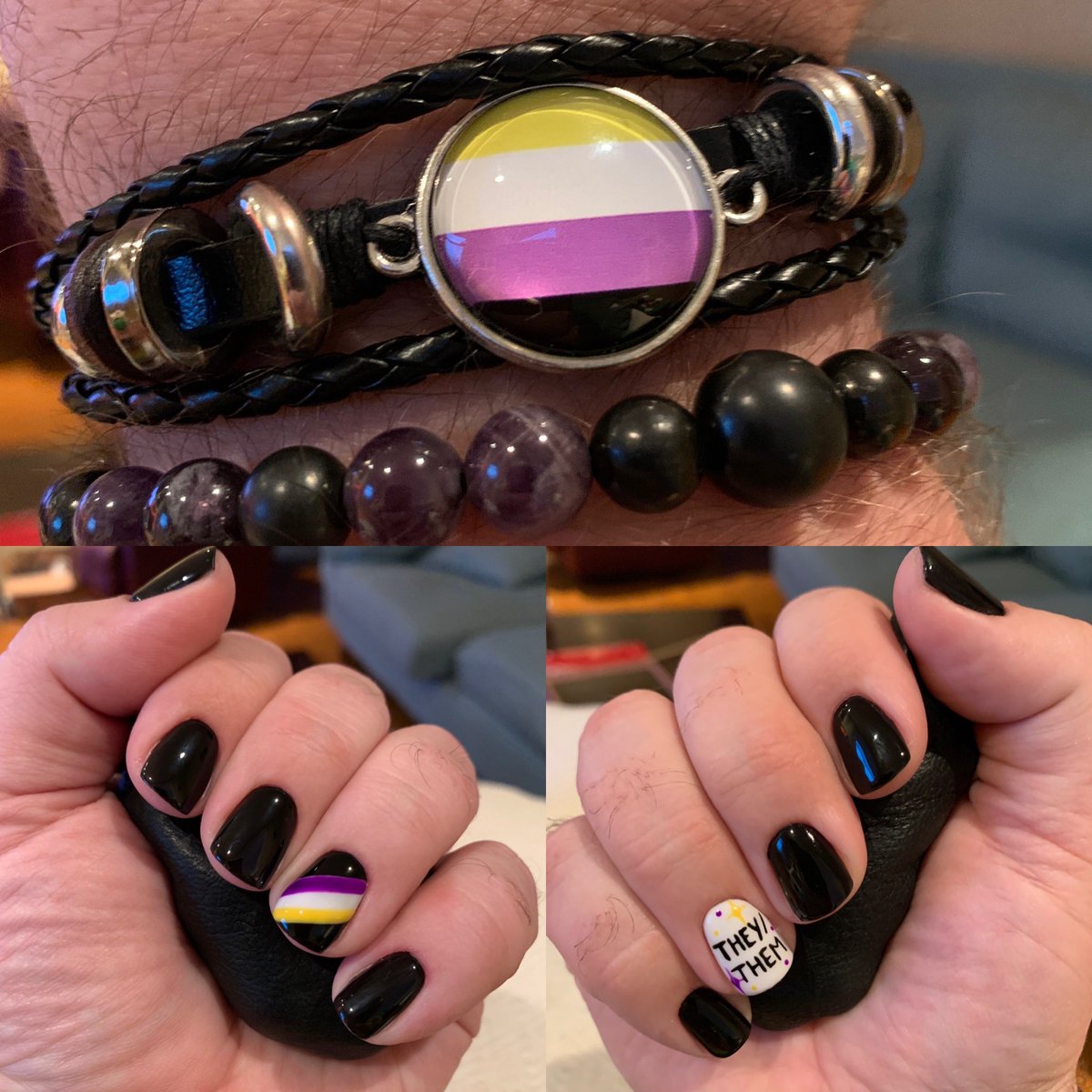 Enby vibes! Nails by neon.kimosabe (IG) #enby #nailart #manicure