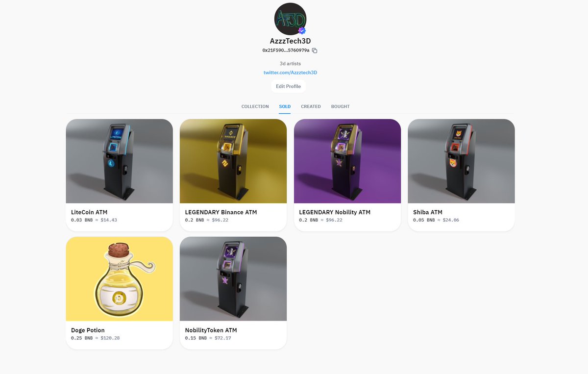 Azzztech3D's tweet image. I have now sold 5 of my ATMs!! LFG LFG LFG!!! 🔥🔥🔥🚀🚀🚀#cryptoATMs #LFG #airnfts #airnft #nftcollector #NFTCommunity #nftart #NFTartist @airnfts #Crypto #NFTcollection #NFTcollectibles #NFT #NFTshill