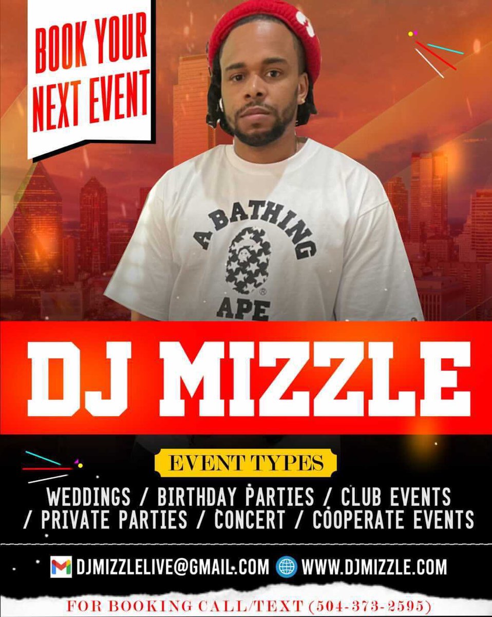 JazzyNOLA's tweet image. Ready to DANCE 💃🏽 and MOVE at your next Club/Event📌

Book the Ⓜ️ MizzleExperience Contact Us
🌐 djmizzle.com
📞 +1 504-373-2595
👤 djMizzlelive@gmail.com

#DjMizzle #producer #artist #musician #band #mizzleexperience #nolarecordbreaker #moveit4mizzle #mixshow #djradio