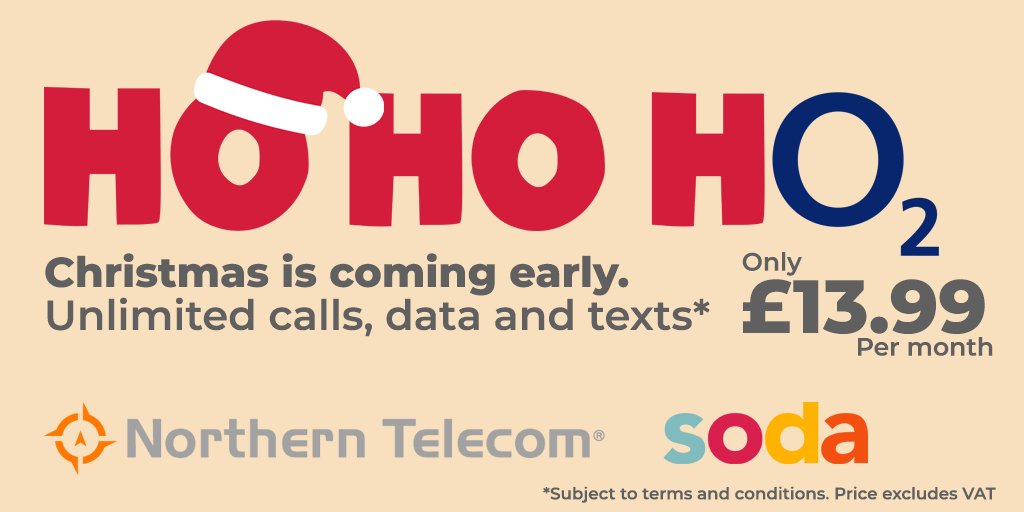 NorthernTelUK's tweet photo. Why pay more for your business mobiles.  Christmas has come early with this amazing offer from Northern Telecom: unli mited calls, texts and data for just £13.99 plus VAT per month.  To sign up or find out more, call us on 0113 831 5555.  #businessmobile #value #northerntelecom https://t.co/uOLrw1cfw2