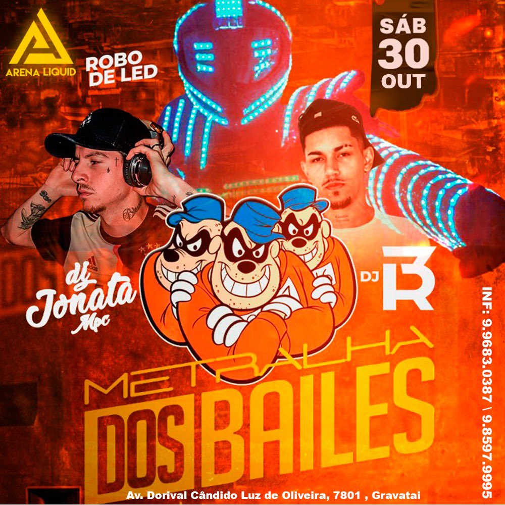 BUMM!
SÁBADÃO JÁ SABE PARA ONDE IR NÉ!!

ROBÔ LED 🤖
SOM AUTOMOTIVO🚘
DJ 3R🎧
DJ JONATA🎧
TEQUILA LIBERADO PARA ELAS ATÉ A 1 Hora..🍸

TÁ ESPERANDO O QUE?! CORRE E BOTA TEU NOME NA LISTA!!!
#obrigatoriousodemascara #somautomotivo #socialrobacena #betaprodutora #roboled #Dj3r