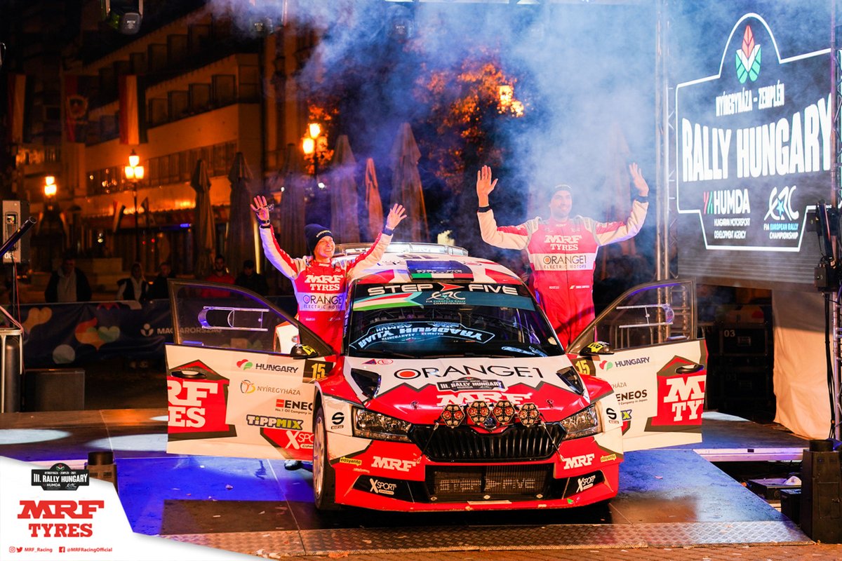 MRF_Racing's tweet photo. A great weekend in #RallyHungary for Team #MRFTyres with @SimoCampedelli and Tania Canton. The duo took a top five in the @FIAERC and took home a lot of important data! https://t.co/DcEk2LvYdj