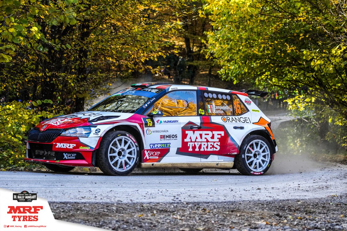 MRF_Racing's tweet photo. A great weekend in #RallyHungary for Team #MRFTyres with @SimoCampedelli and Tania Canton. The duo took a top five in the @FIAERC and took home a lot of important data! https://t.co/DcEk2LvYdj