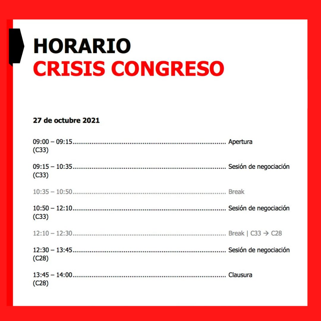 🇪🇸¡IMPORTANTE!El 27 de octubre haremos una Simulación de Crisis del Congreso Global de Relaciones Internacionales y Derecho Internacional
🇬🇧IMPORTANT! The 27th of october we're gonig to do a Crisis Simulation of the Global Congress on International Relations and International law