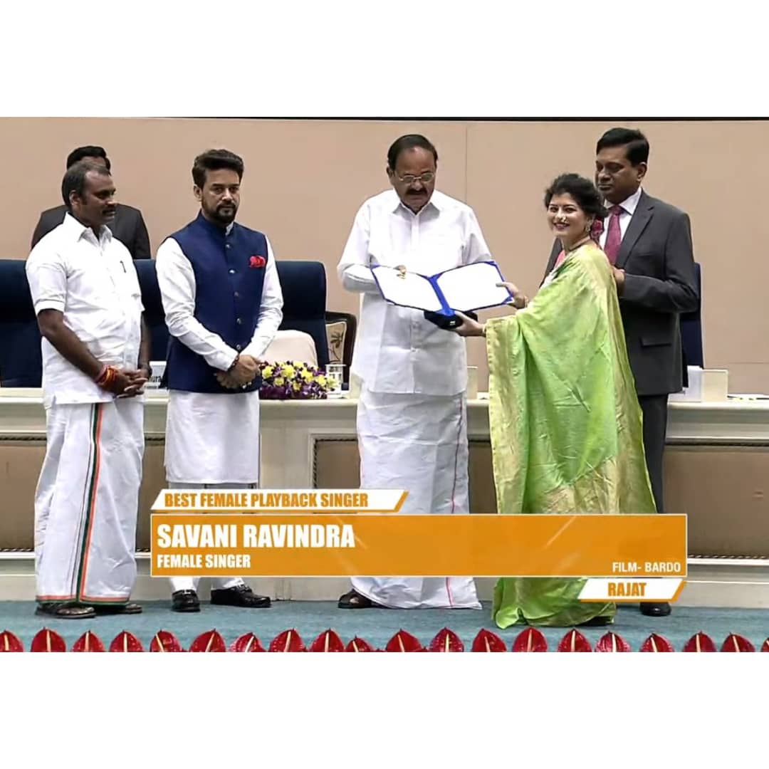 DreamersPR's tweet photo. Biggest Congratulations @savaniravindra on recieving prestigious #NationalFilmAwards2019 for #BestFemalePlaybackSinger for the Film #Bardo! We are happy for you beyond imagination! 

#congratulations #SavanieeRavindrra #Film #BestFilm #prestigiousaward #bestwishes #ProudMoment https://t.co/DpnHNtfn7e