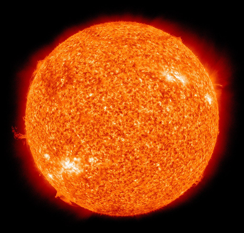 Space fact:

The sun is composed of 70% hydrogen and 28% helium. Carbon, nitrogen and oxygen make up 1.5% and the other 0.5% is made up of small amounts of many other elements such as neon, iron, silicon, magnesium and sulfur.