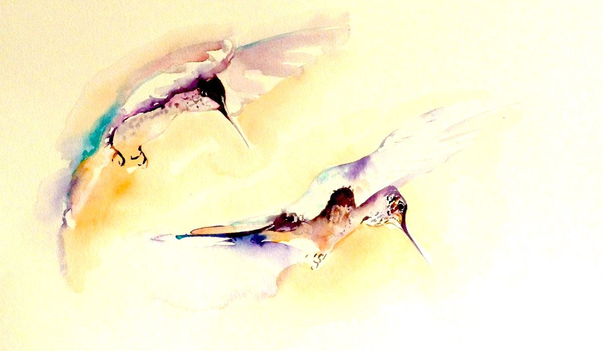WeightReed's tweet photo. Enjoy your Monday.   Fly free with the hummingbirds...watercolour https://t.co/2MlNTNBWio