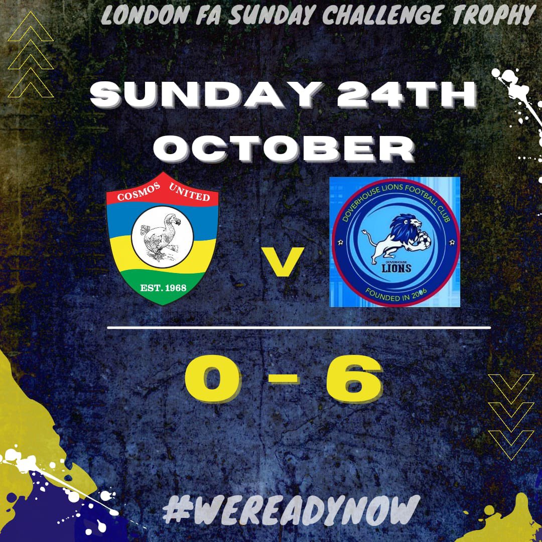 Wasn’t our day yesterday against a strong and well drilled <a href="/DoverhouseL/">Doverhouse Lions</a> side.

Back to league action this coming Sunday - a big performance needed 🔵🟡

#CosmosUtdFC #WeReadyNow